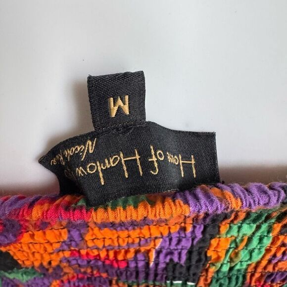 House Of Harlow 1960 Smocked Puff Sleeve  Dress Size M White Lotus - Picture 7 of 7